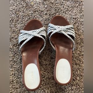 Cole Haan Air white Braided Leather Wedge Sandals